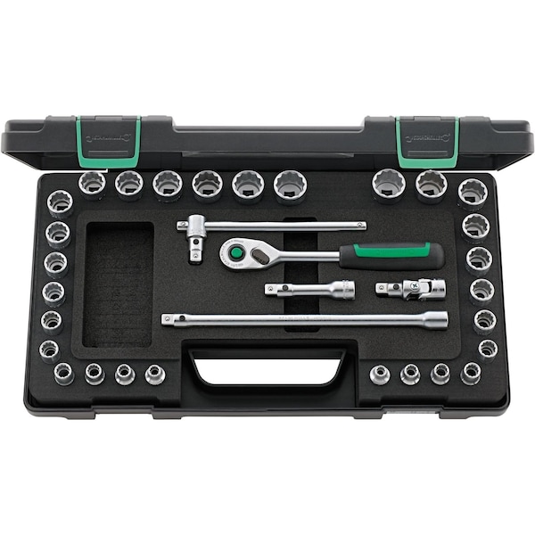 10 mm (3/8") Socket set 33-pcs., 45MA/28/5QR KN